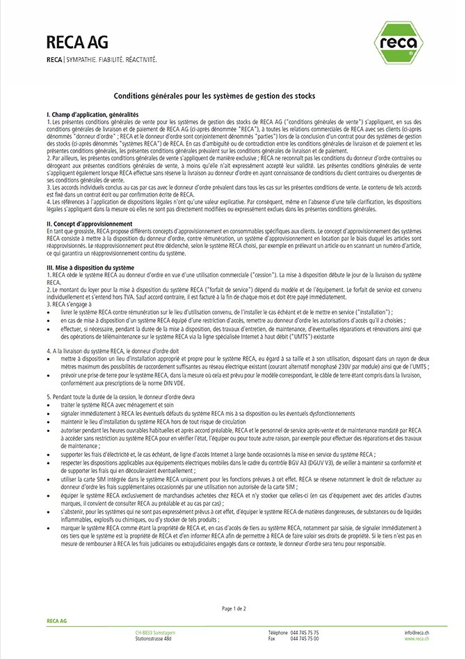 Download conditions générales pour les systèmes de gestion des stocks